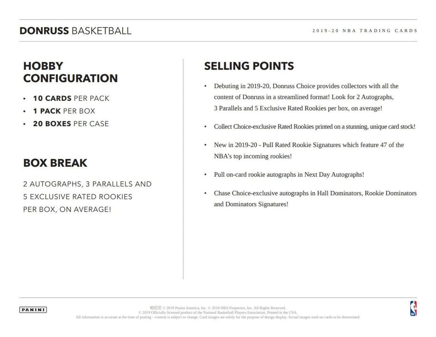 2019-20 Panini Donruss Choice Basketball Hobby (Box)