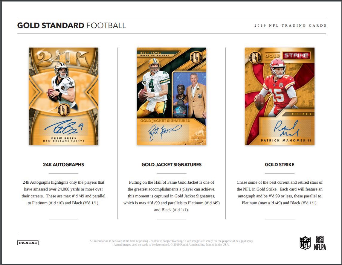 2019 Panini Gold Standard FOTL 1st Of The Line Football Hobby (Box)