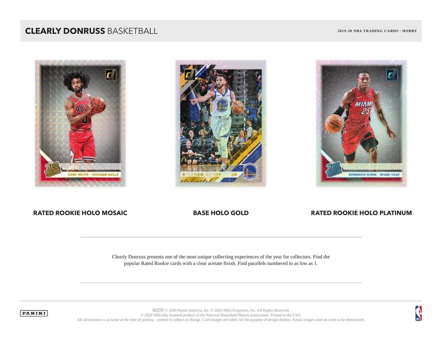 2019-20 Panini Clearly Donruss Basketball Hobby (Box)