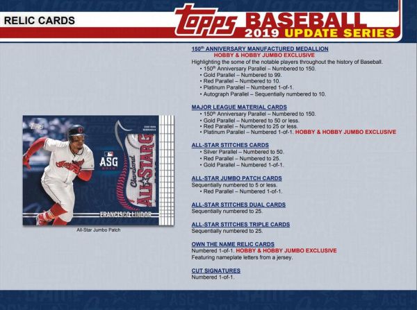 2019 Topps Update Series Baseball Jumbo 6 Box (Case)