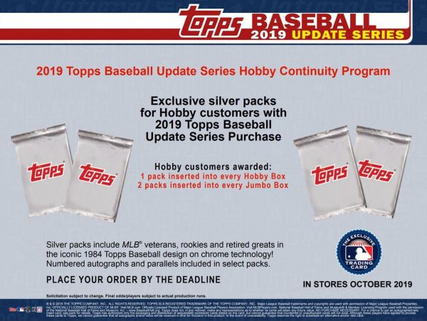 2019 Topps Update Series Baseball Jumbo 6 Box (Case)