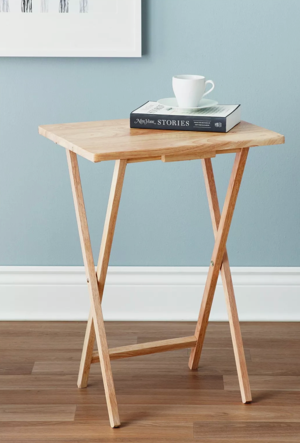 Indoor Single Folding TV Tray Table Natural L 19 x W 15 x H 26 inches.