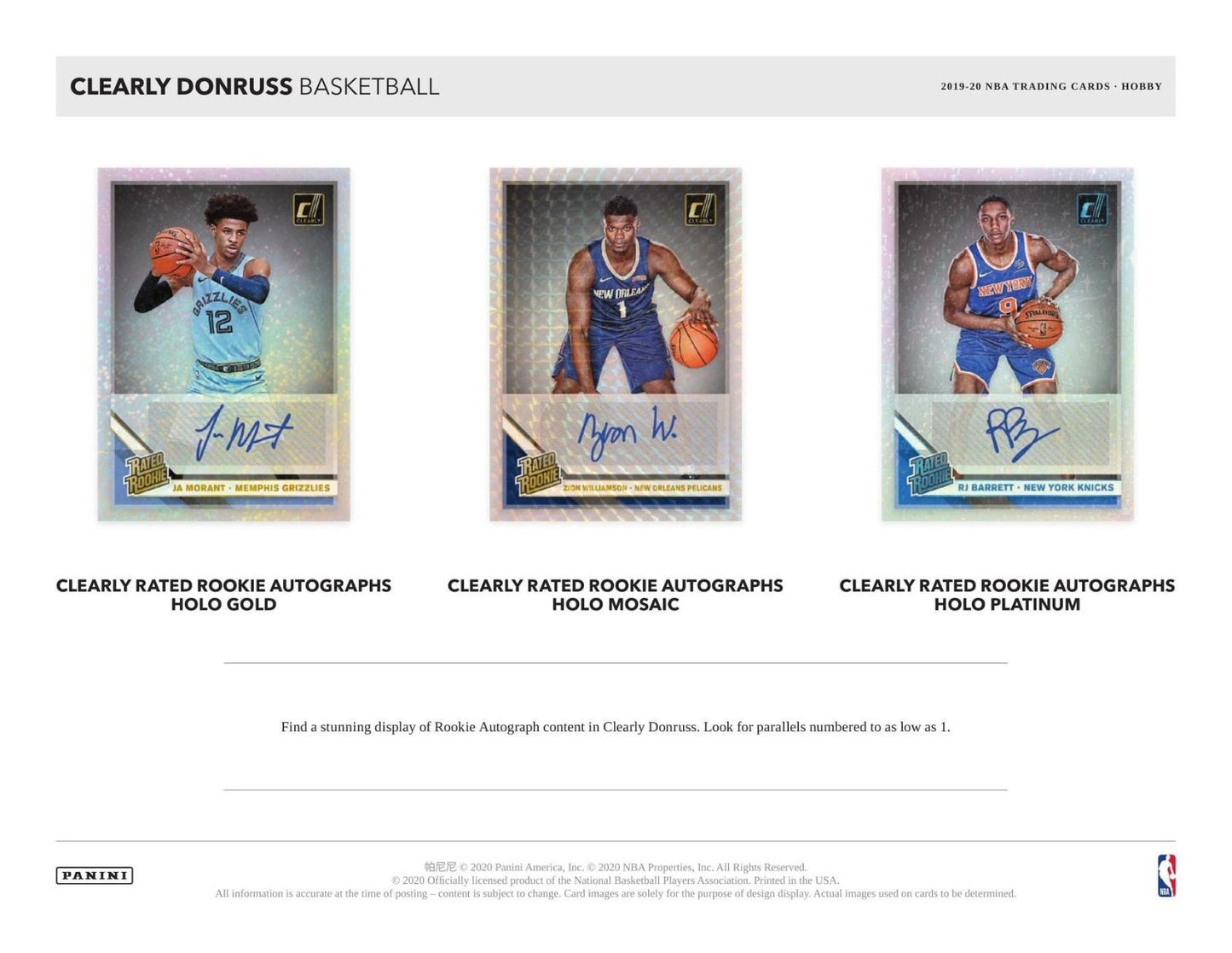 2019-20 Panini Clearly Donruss Basketball Hobby (Box)